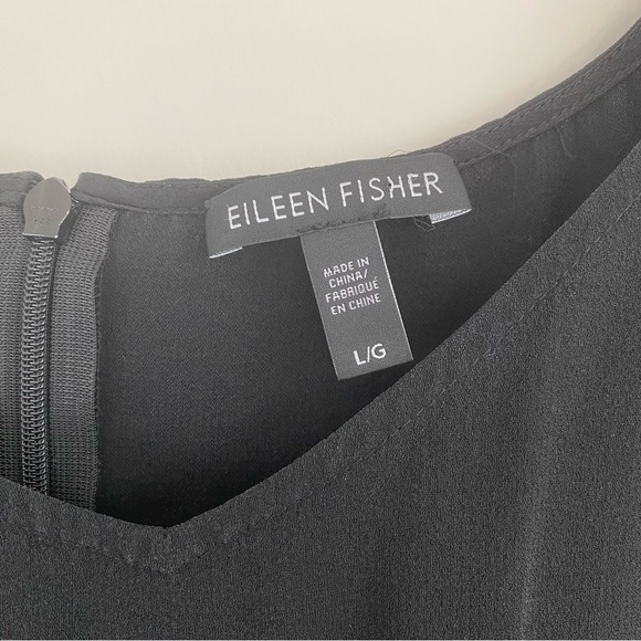 Eileen Fisher Black Silk Georgette Crepe Drawstring Jumpsuit - Picture 4 of 12